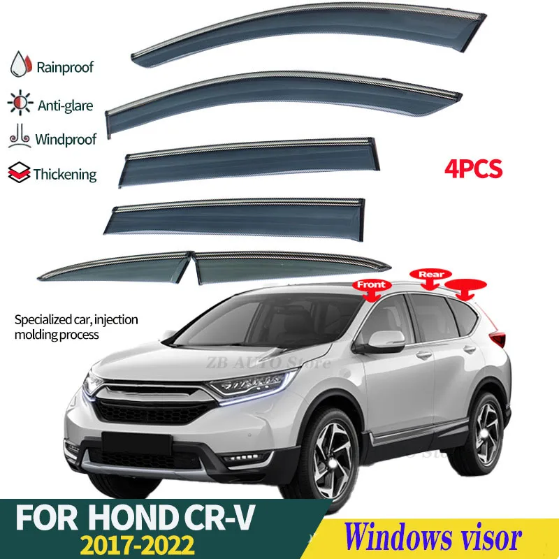 

For HONDA CR-V 2017-2022 6 pcs Window visors Rain water prevention; Covering the sunlight; Anti fog; Snow prevention