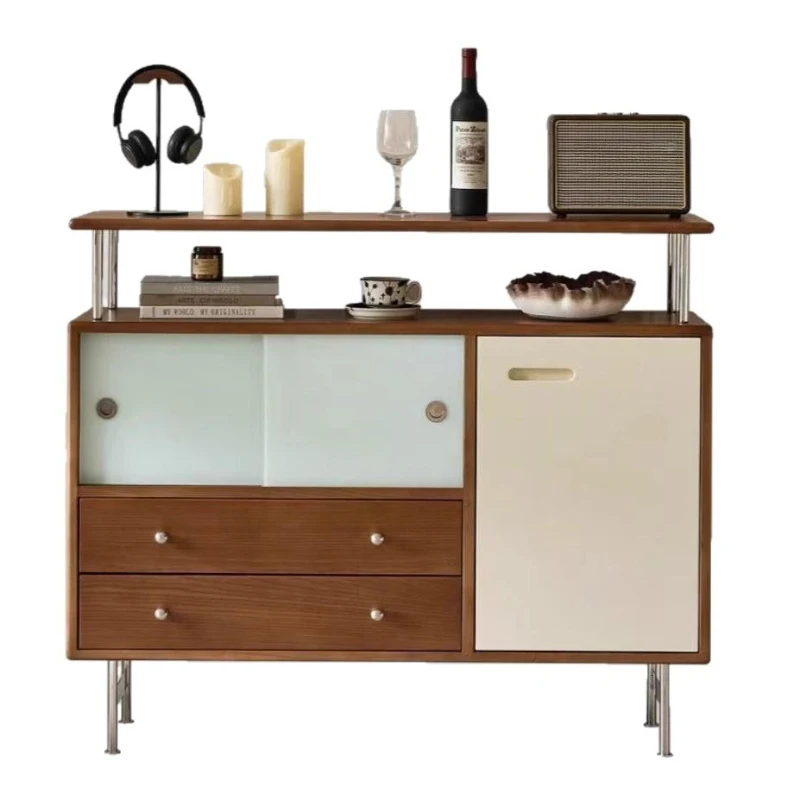 

Nordic side cabinet solid wood antique integrated wall home locker