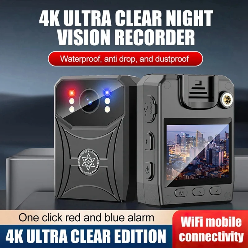 4K Mini Police Camera Digital Video Recorder Camcorder Camera IR Night Vision Body Camera Sports Back Clip