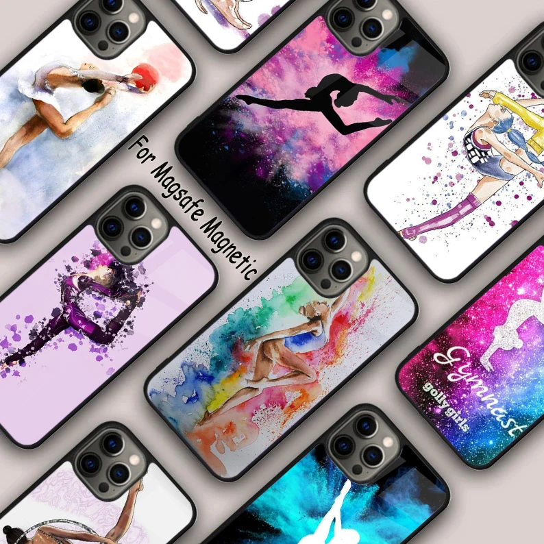 Gymnastics Sports Painted Magnetic Phone Case For APPLE iPhone 16 14 13 12 11 Pro Max 15 Plus Wireless Charge With MagSafe Cover