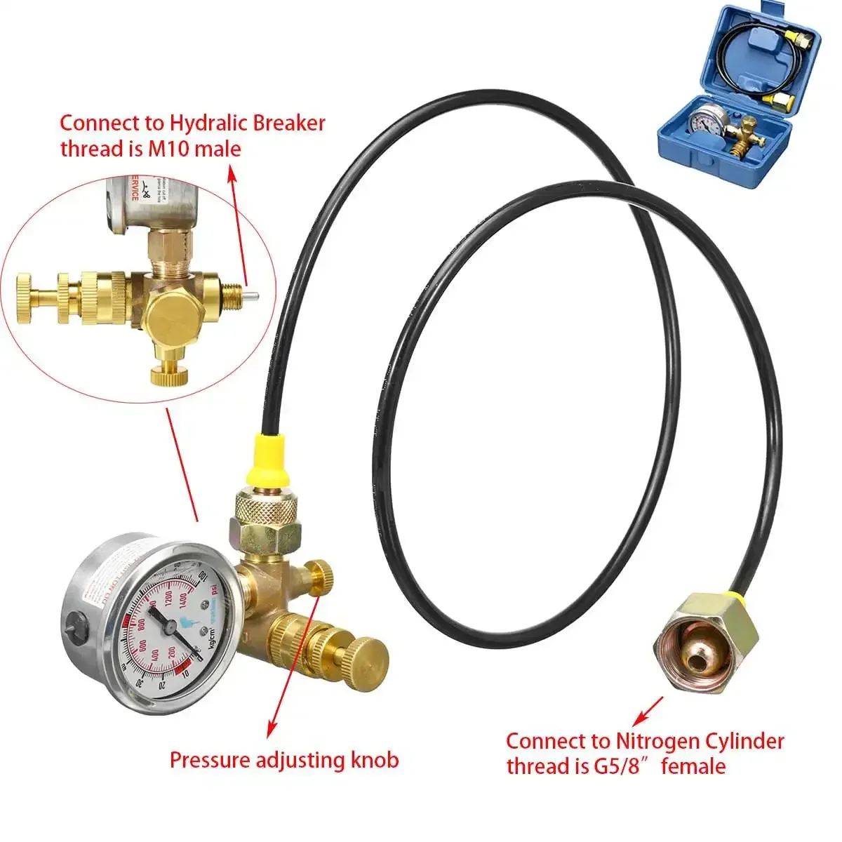 

Nitrogen Gas Charging Kit Device for Soosan furukawa Hydraulic Breaker Hammer Pressure Gauge Hydraulic Breaker Hammer Device