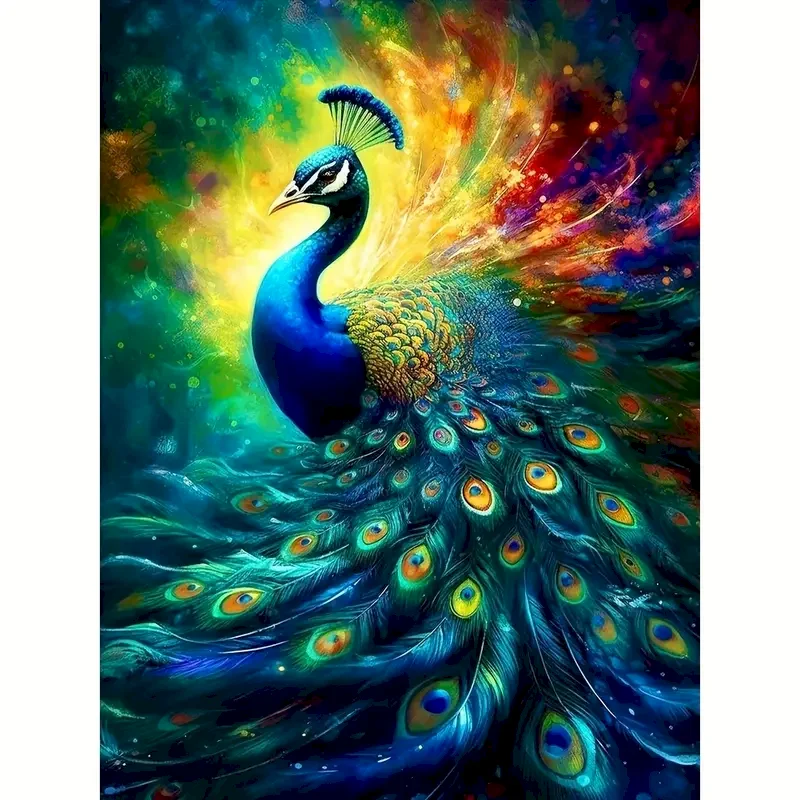 

SDOYUNO Oil Painting By Numbers For Adults Beginner Peacock Animal Paint By Number Modern Framed Wall Art Picture Unique Gift