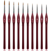 10pcs High-Precision Art Brushes set Triangular Handles, for Miniature Models, Face Painting, Acrylic, Gouache, Watercolor