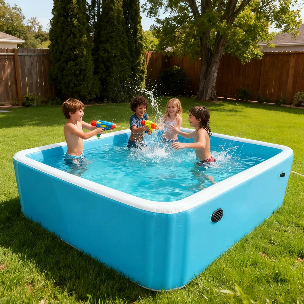 OEM ODM 400 X 300 X 120cm Quick Inflation Garden Backyard DWF Swimming Pool Inflatable Square Pool Family Size