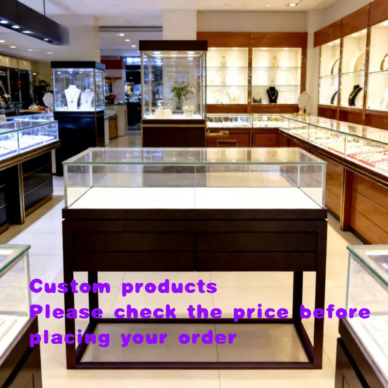custom.Luxury Modern Stainless Steel Heavy Duty Eco-Friendly Jewelry Display Cabinet LED Lighting Customizable Options