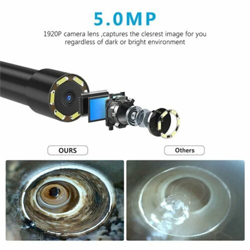 5.5mm 2/5/10 meters 6LED Industrial Endoscope 1080P Wifi wireless HDBorescope Inspection Camera for iPhone Android iOS