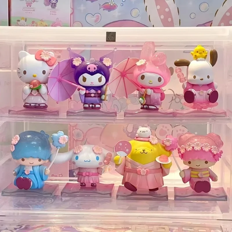 

Hot Sale Sanrio Blind Box Anime Figure Kuromi My Melody Cinnamoroll Action Figurines Blossom And Wagashi Series Cartoon Gifts