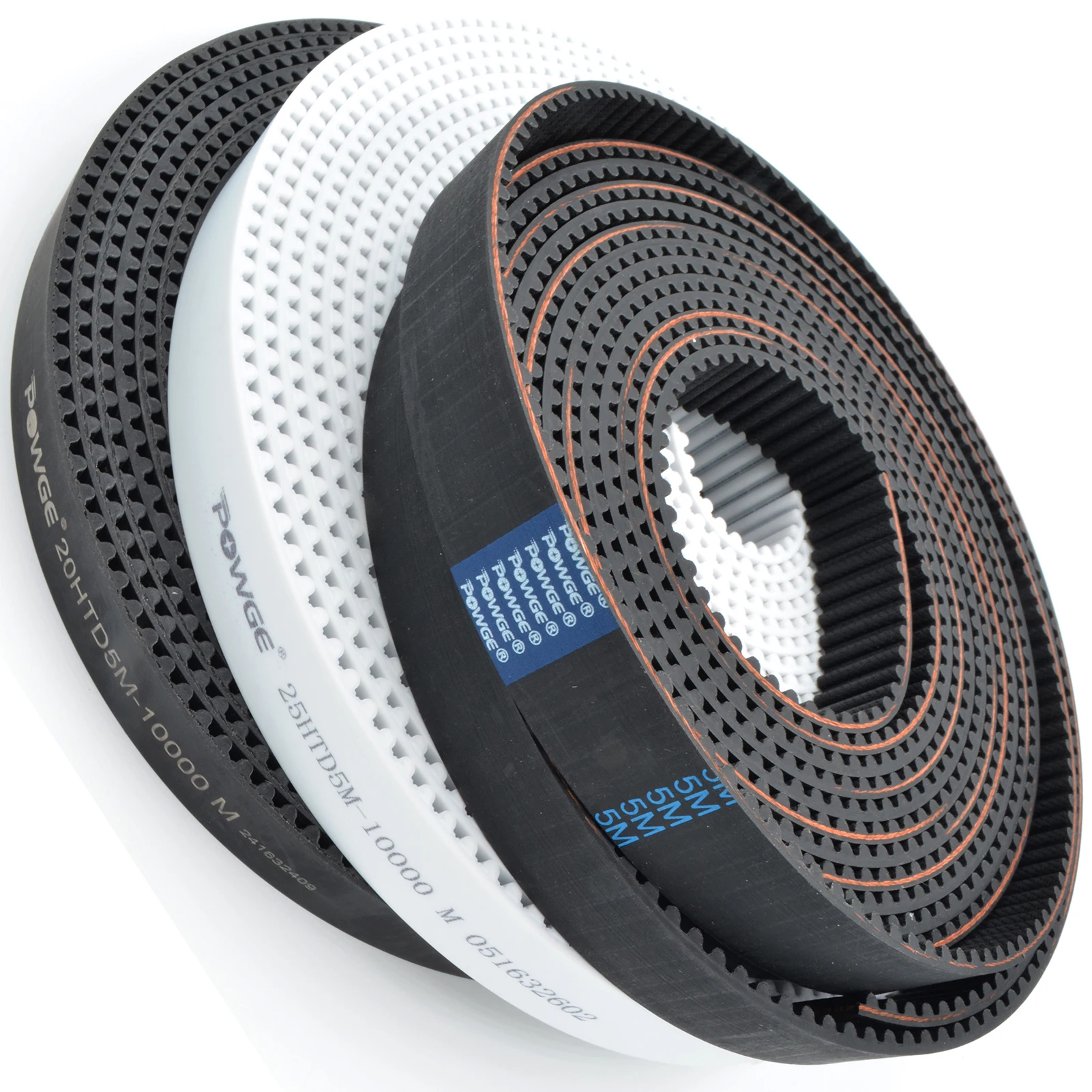 POWGE Neoprene PU HTD 5M Open Timing belt Width 9/10/12/15/20/25/30/35/40/50mm Polyurethane Steel Rubber fiberglass HTD5M pulley