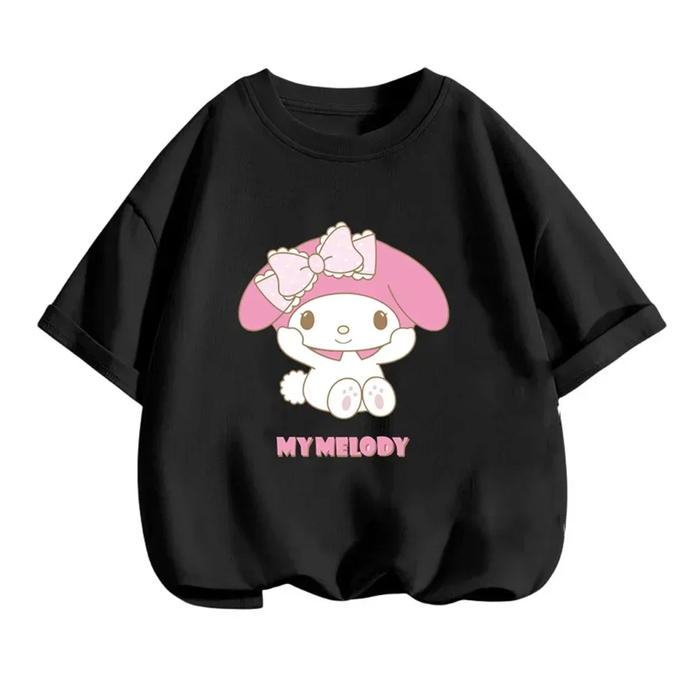 2024 New My Melody Tshirt Anime Summer Multiple Fashion Children\'s T-shirts Round Neck Casual Short Sleeve Print Trucksuit