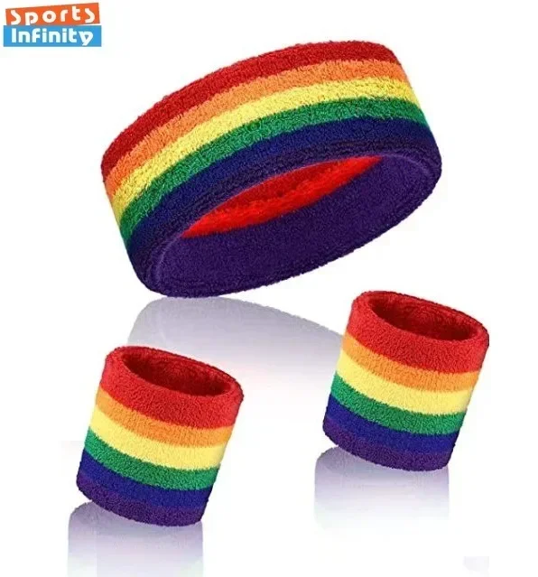 Striped Wrist Brace Hair Band Sport Socks Set Sweat-absorbing Headband Wristband Football Socks Table Tennis Wrist Band