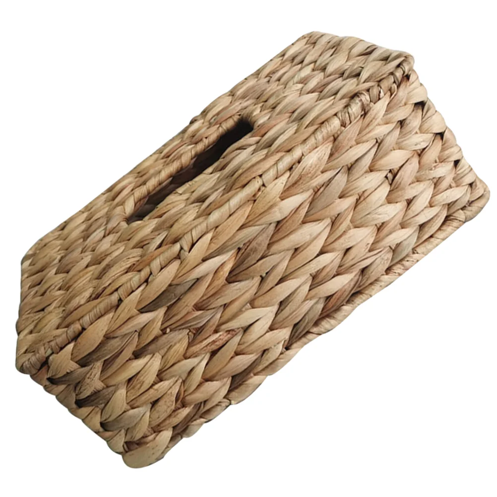 Tissue Hand Woven Holder Wicker Straw Woven Tissue Holder Paper Box Napkin Organizer for Table