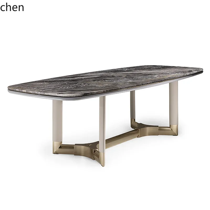 Round Spliced Marble Dining Table with Turntable Living Room Dining Table