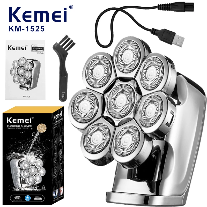 

Kemei Head Shavers for Bald Men Electric Razor for Men Upgrade Bald Head Shavers for Men Cordless LED Wet Dry Rotary Mens Shaver