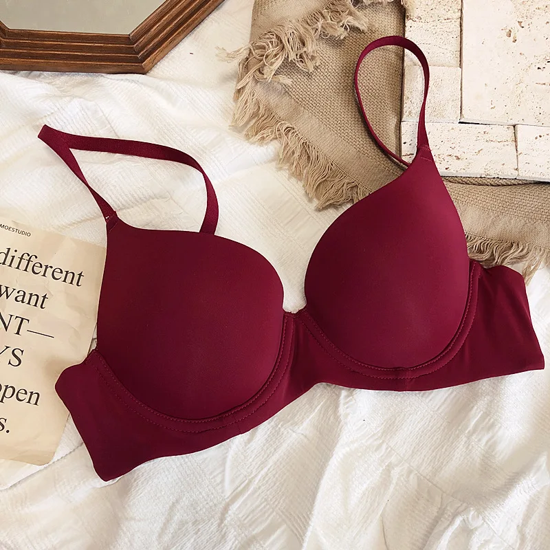 Nahtlose Unterwäsche für Frauen plus Größe BH sexy tief v Push-up Büstenhalter solide drahtlose bequeme 85 90 c d e Tasse Dessous – Detail 19