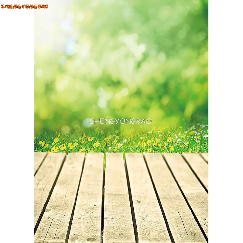 SHENGYONGBAO Spring Photography Background Flower Wood Floor Backdrop Studio Photo for Children Newborn Photocall CAT-03
