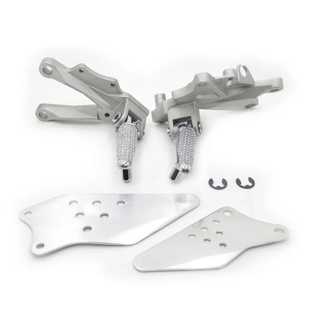 Silver Motorcycle Parts Front Rider Foot Rest Pegs Brackets for 2006-2010 Kawasaki ZX-10R