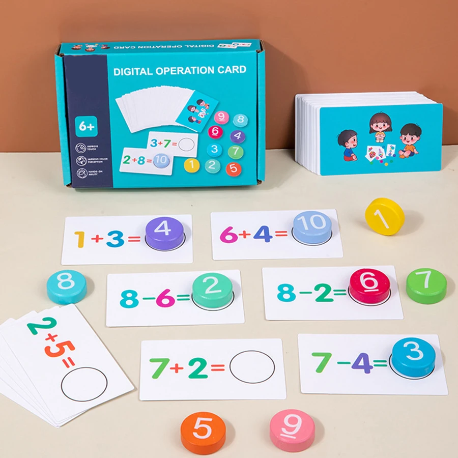 어린이 몬테소리 수학 장난감 산술 카드 매칭 게임 추가 뺄셈 교구 조기 교육 계산 장난감