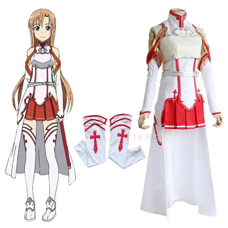 CyAnime السيف الفن على الخط Asuna Yuuki يرتدي أزياء تنكرية موحدة لجميع القديسين هي بدلة معركة الخاصة بك SAO المرأة مجموعة كاملة شعر مستعار