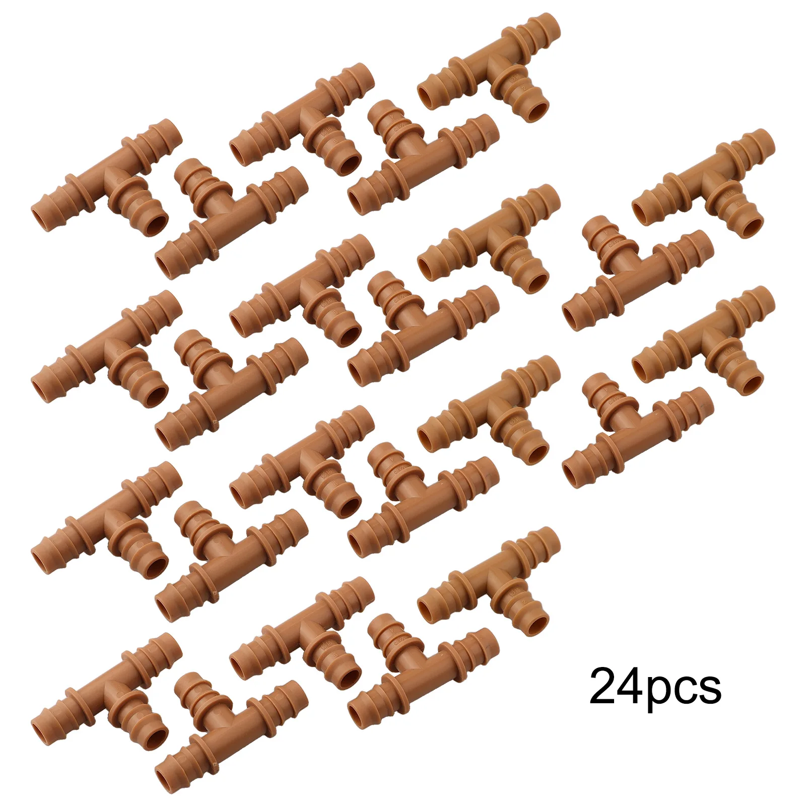 Drip Irrigation Barbed Tee Fittings 24 Piece Set for 16mm Pipes Supporting Lawn Garden Water Layouts and Branching