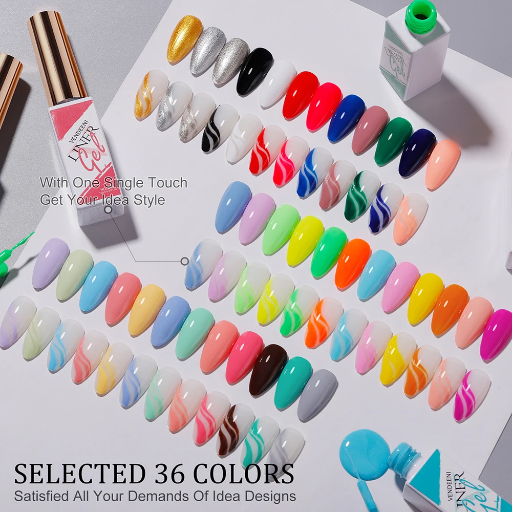 

Vendeeni 36 Colors/set Spider Silk Pull Line Gel Graffiti Painting Stripe French Gel Nail Polish Drawing Varnish TPO/HEMA FREE