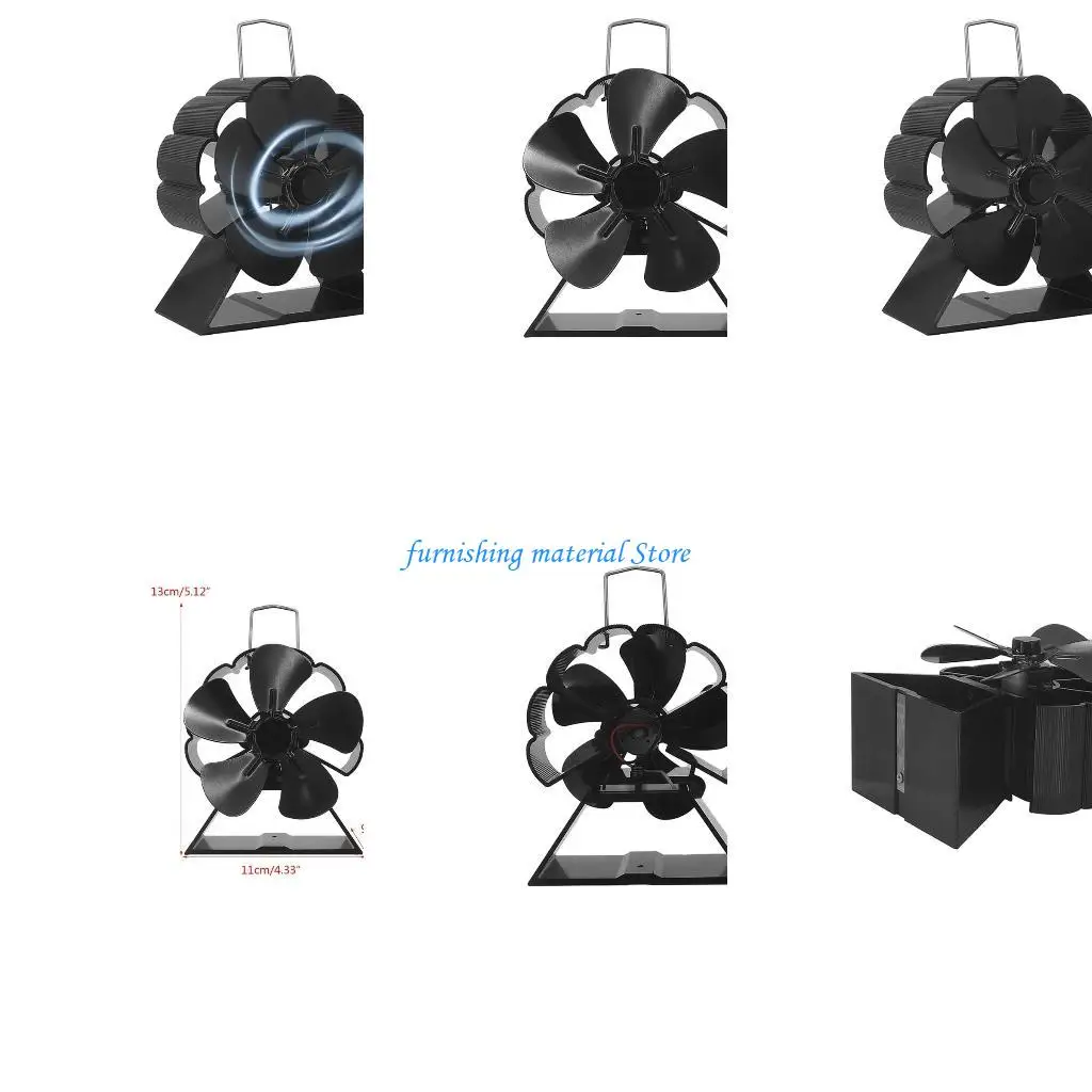 Y5GD 우드 스토브 팬 5 블레이드 벽난로 팬 열원의 난로 용 스토브 팬