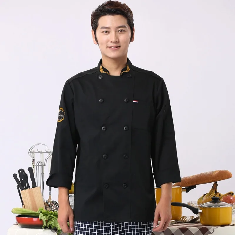 Catering Chef Overalls Men's Hotel Restaurant Cafeteria Baking Pastry Back Kitchen Chef Clothes Long Sleeves