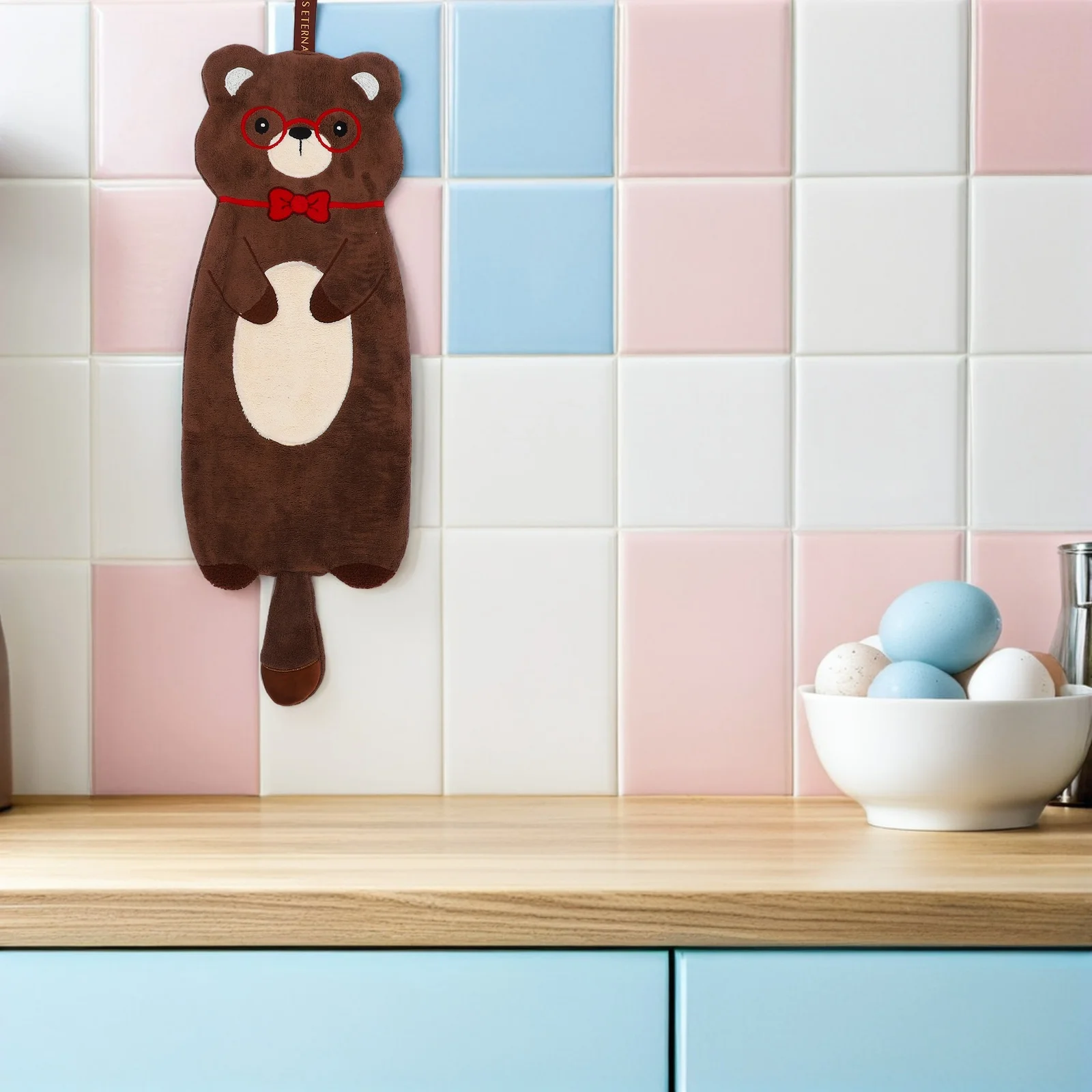 

Cartoon Animal Hanging Hand Towel Dry Absorbent Washcloth for Kitchen Bathroom Kids Room Funny Dog Hand Towels