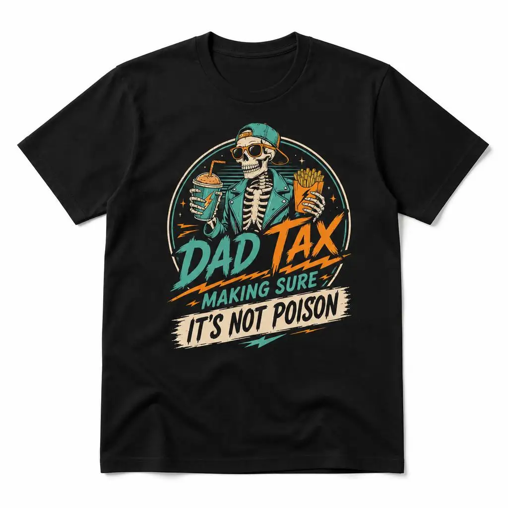 Camisetas informales para el Día del Padre con diseño de esqueleto y la frase 'Dad Tax Making Sure It's Not Poison', camisetas de manga corta con cuello redondo, camisetas de algodón puro