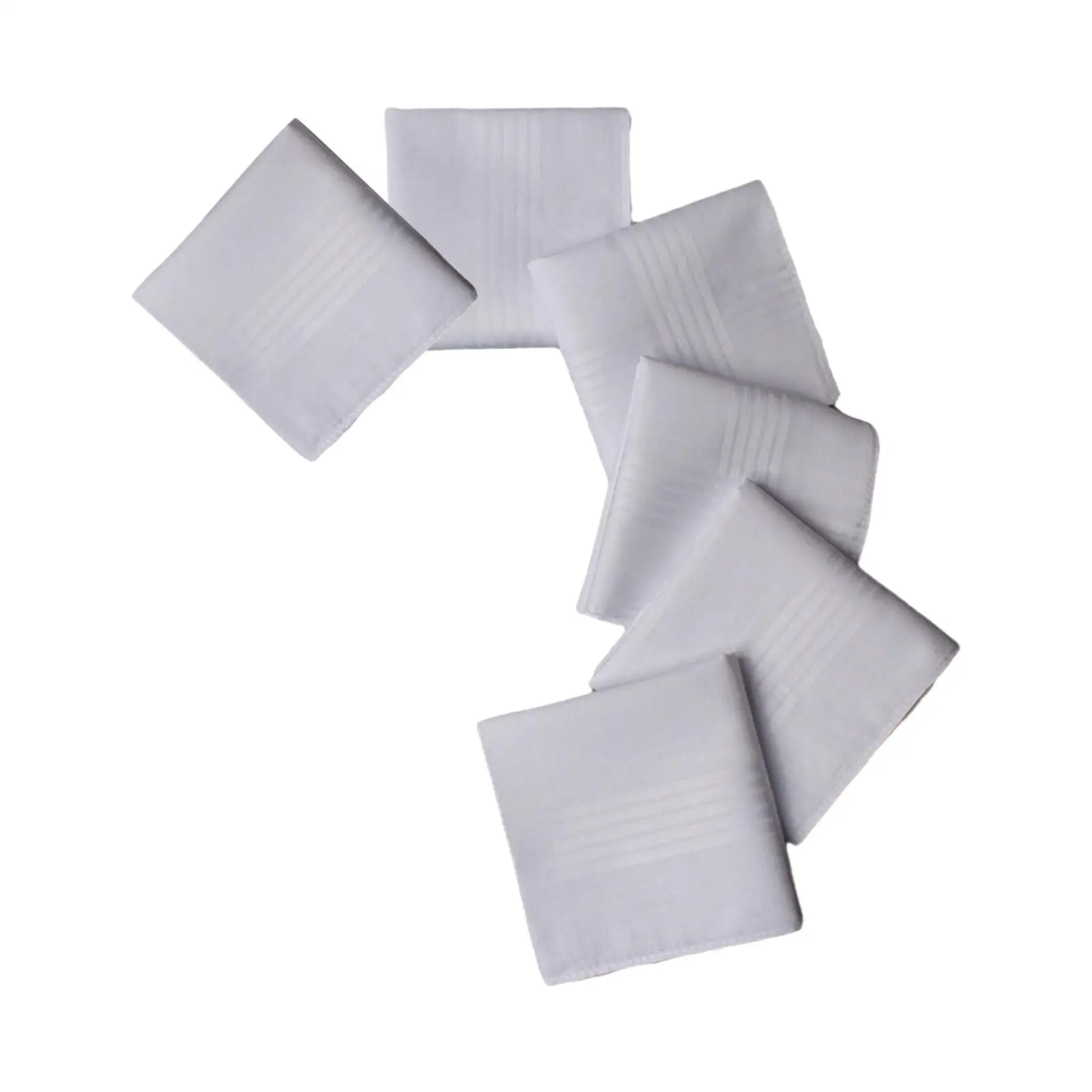 6Pcs Solid White Handkerchiefs Set Hankies Crafts Men Handkerchiefs for Suit Prom Wedding