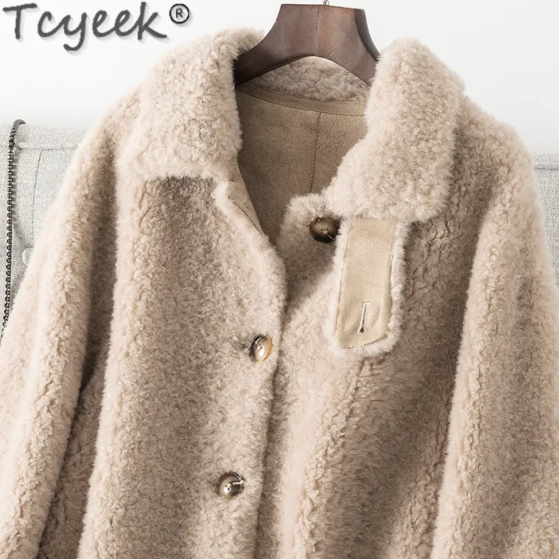 Tcyeek 100% Wollen Jas Graan Schapen Shearling Jassen Winterjas Vrouwen Bontjassen Vrouw Kleding Nieuw In Bovenkleding Abrigos Mujer