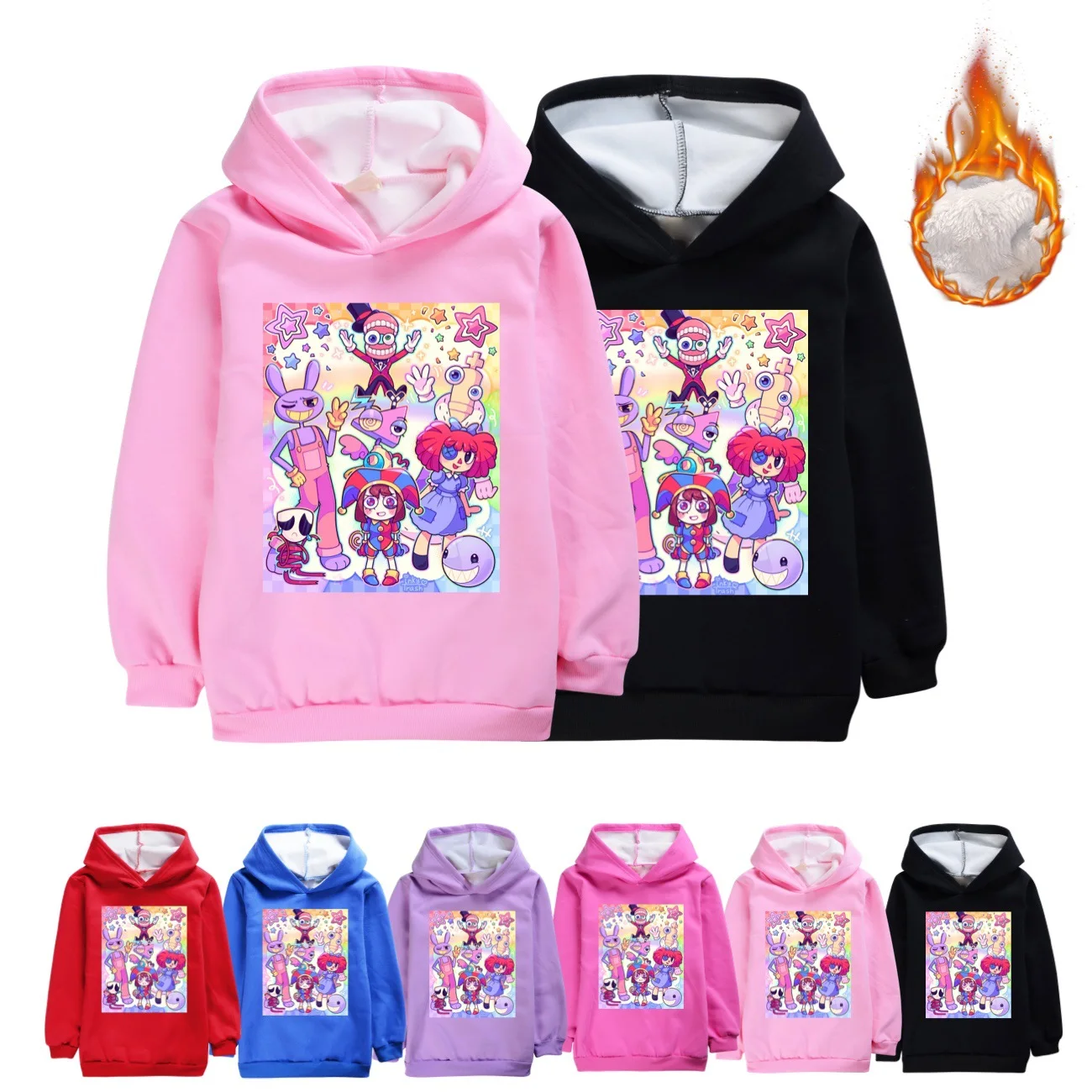 The Amazing Digital Circus Merch Hoodie Kids Funny Anime Pomni & Jax Clothes Baby Girls Winter Coats Children Plush Sweatshirt