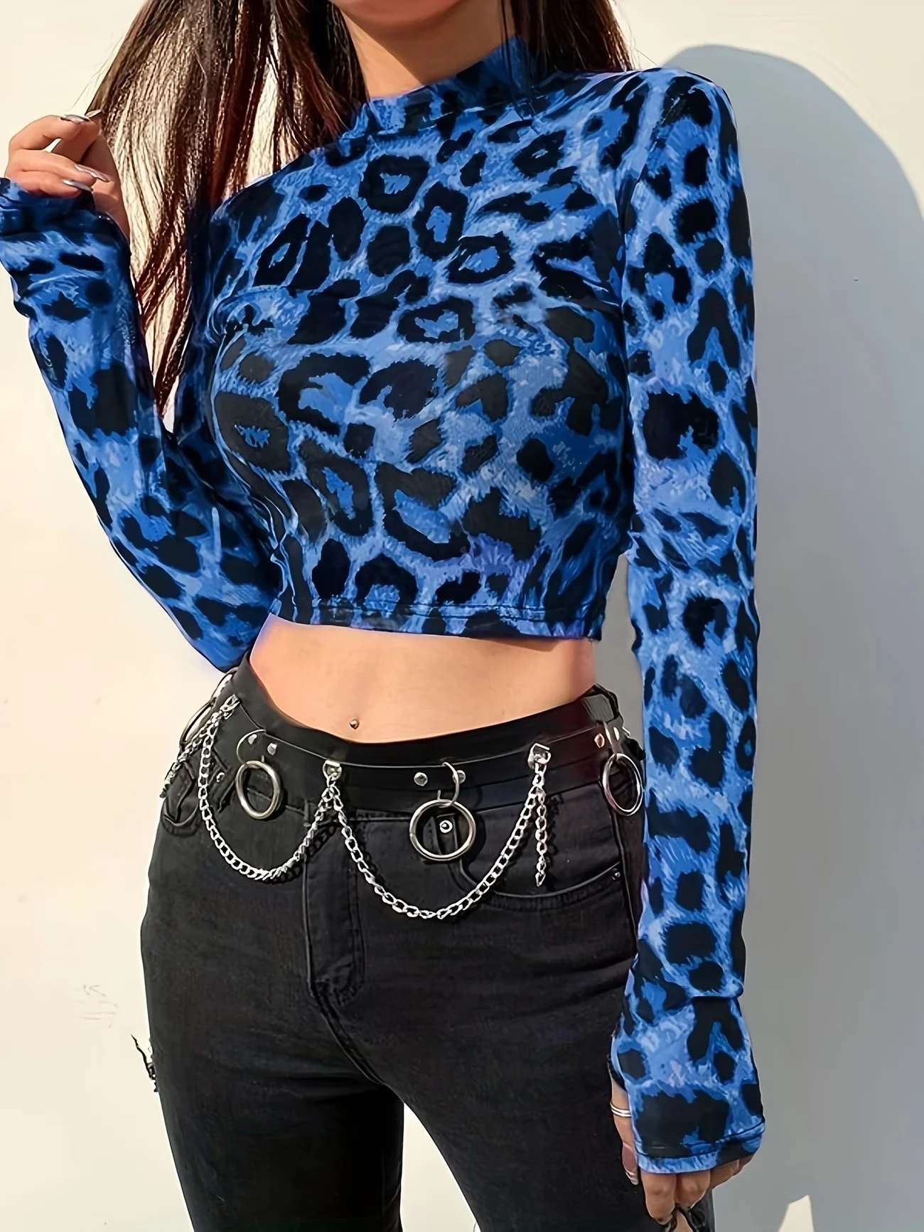 2026 Lässiges Leoparden-Sport-T-Shirt für Damen mit Grafikdruck, Langarm, Retro-Sportbekleidung, City-Break-Party-Karneval-Mode-T-Shirt – Detail 8