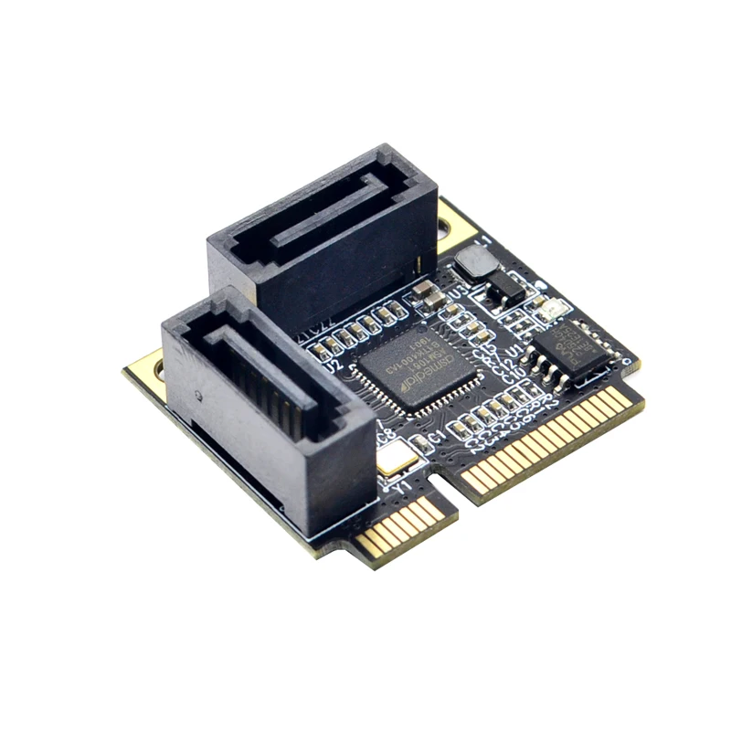H1111Z Add On Cards Mini PCI-E PCI Express to 2 Ports SATA 3.0 Converter SSD HDD SATA3 Controller Expansion Card SATA Multiplier