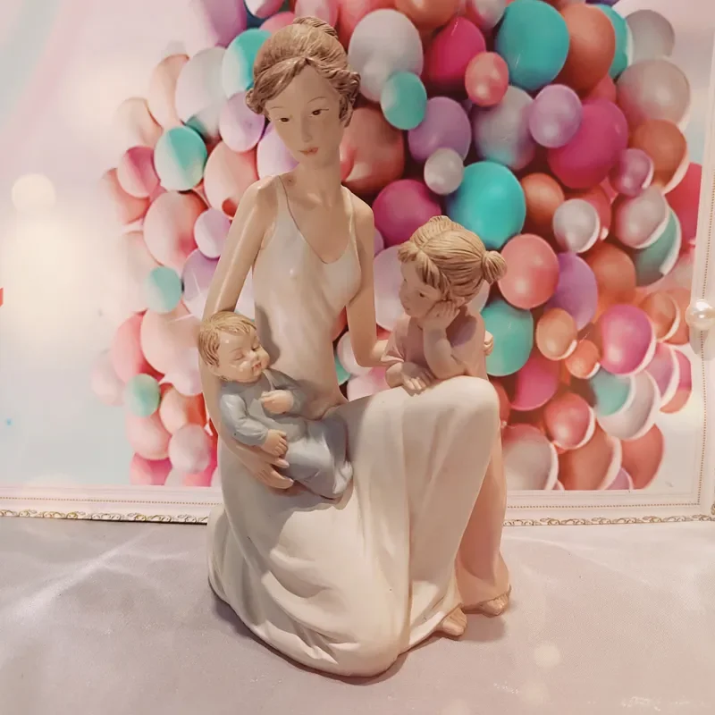 Mother Son Daughter Resin Statue Mother\'s Day Gift Creative Home Living Room Decoration European Angel Child Sculpture Ornaments