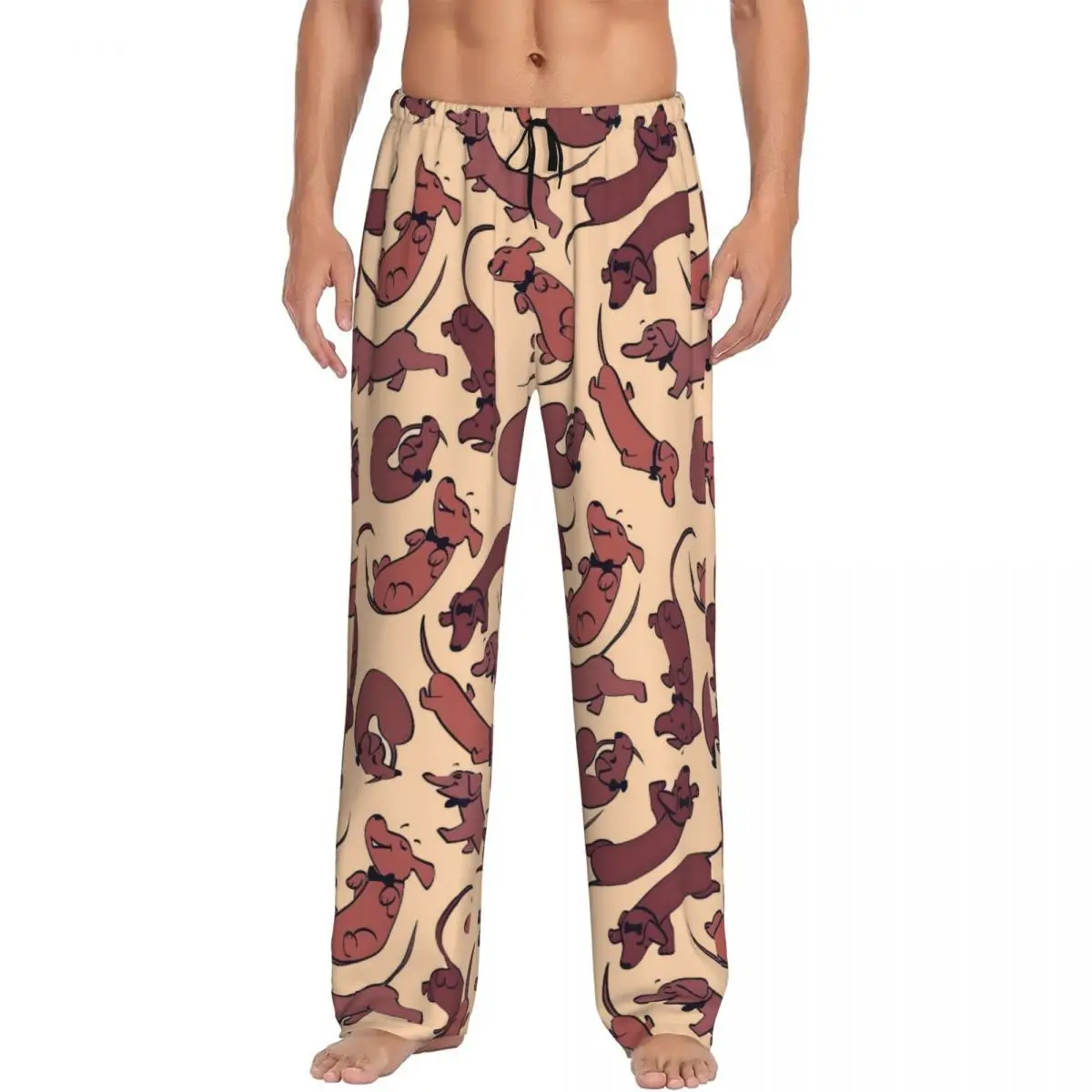

Custom Dachshund Dog Pajama Pants Men's Sausage Dogs Sleepwear Lounge Sleep Bottoms Stretch with Pockets