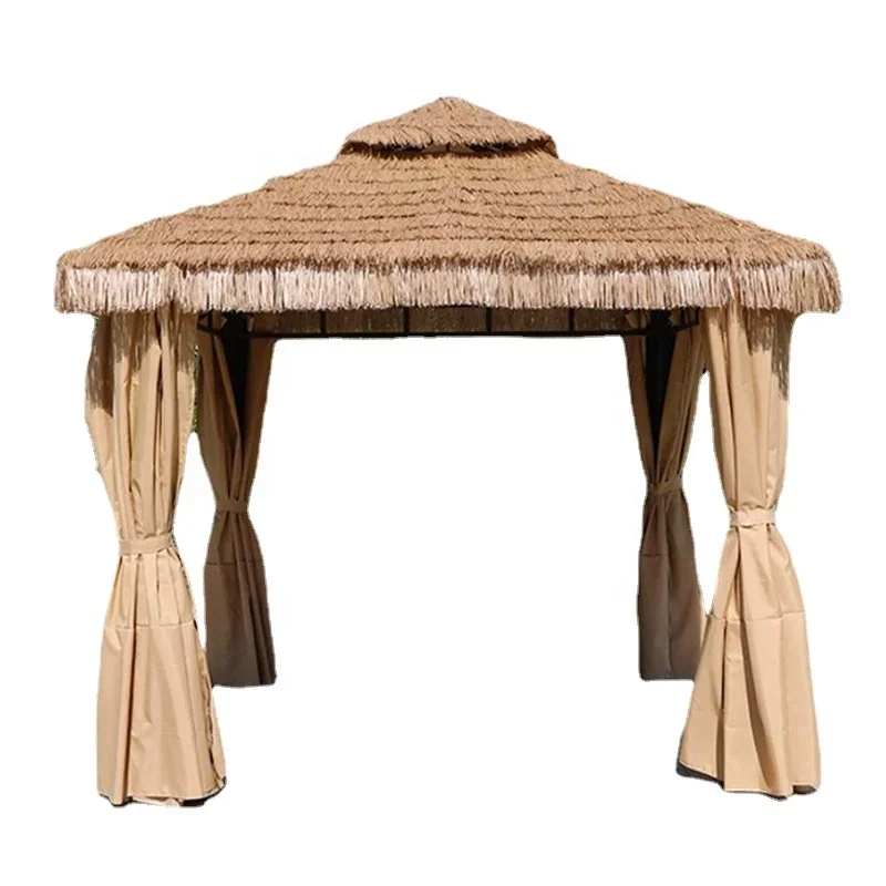 Modern Design Outdoor Park Pavilion Furniture Field Attractions Garden Stimulating Straw Top Pavilion