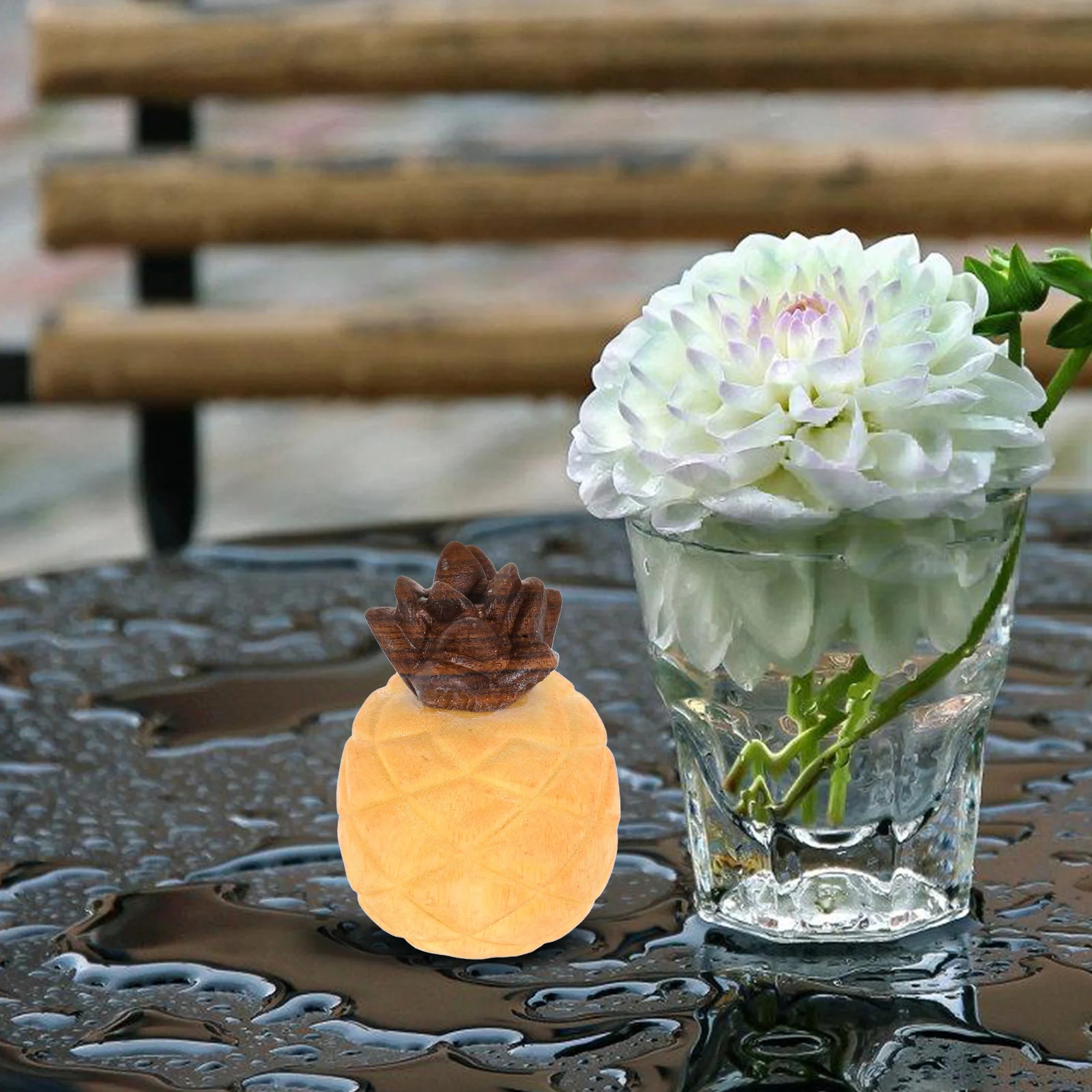 

Wood Carved Glass Desktop Fruit Ornaments Decorative Artificial Decoration Wan