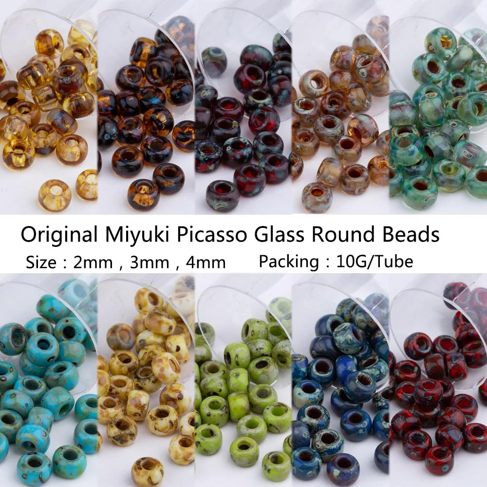 Miyuki Glass Seedbeads 10Grams/Bag 2mm 3mm 4mm Original Japan Round Picasso Glass  Beads For Modern Embroidery Bead