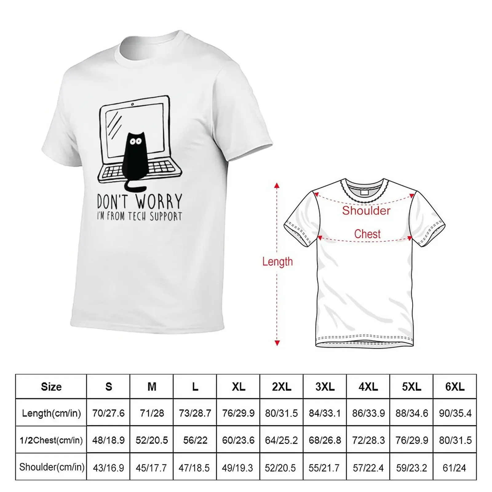 New Don't Worry I'm From Tech Support Cat T-Shirt graphic t shirt Aesthetic clothing mens t shirts pack