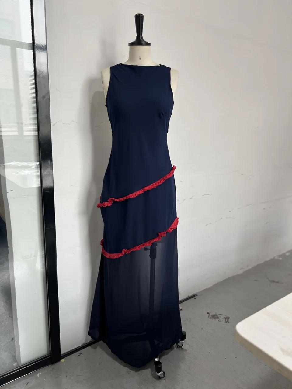 ฤดูร้อนElegantแขนกุดBackless Patchworkชุดยาวเซ็กซี่Bodycon Maxiพรหมชุดผู้หญิงชุดราตรีชุดเทศกาล