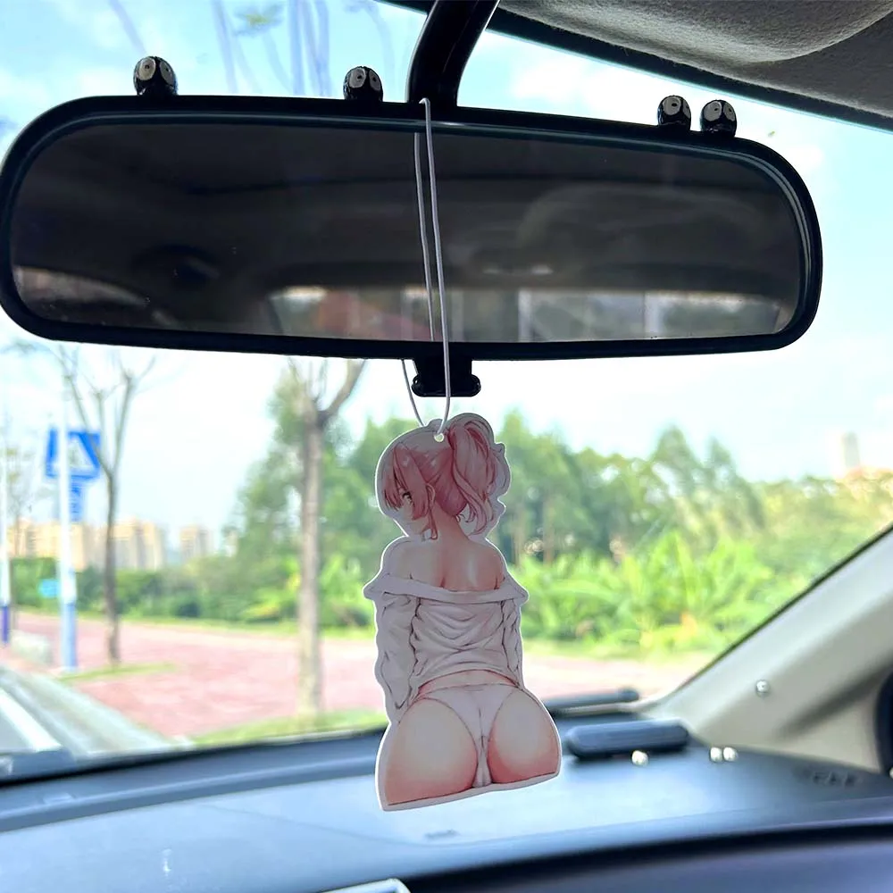 Sexy Girl JDM Car Air Freshener Hanging Rearview Mirror Perfume Flavor Turbo Brake Disc Modified Culture Solid Paper Accessories