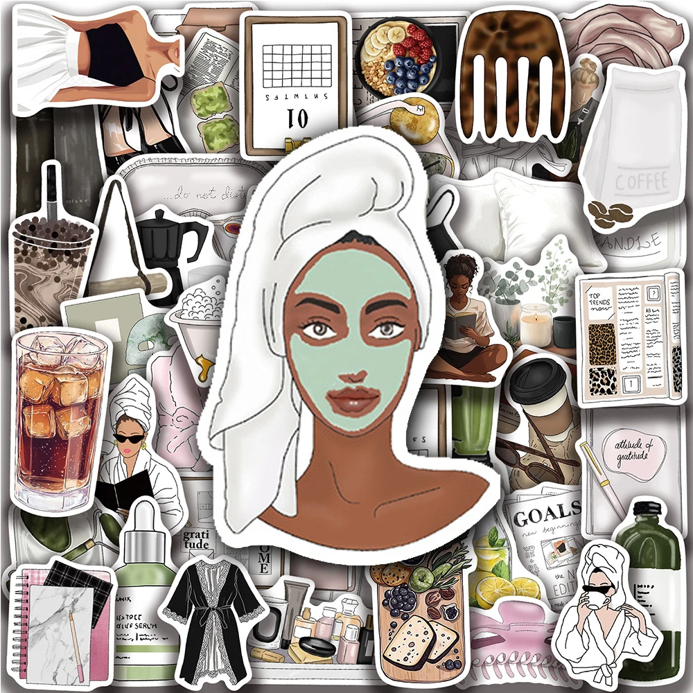 

10/30/50pcs Cute INS Style Clean Girl Cartoon Stickers Aesthetic Graffiti Decal for Suitcase Phone Laptop Decoration Sticker Toy