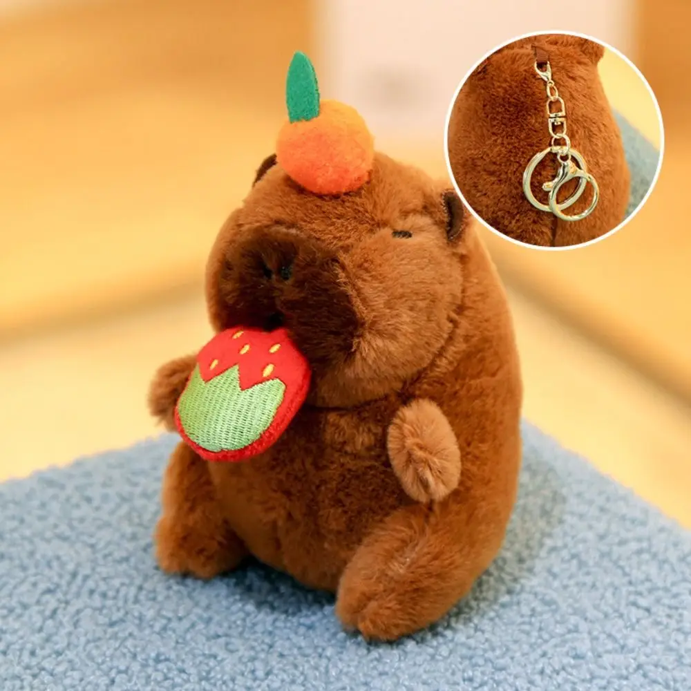 Cartoon Capybara Plush Capybara Keychain Soft Stuffed Animals Fluffty Animal Doll Guinea Pig Simulation Capybara Pendant Kids