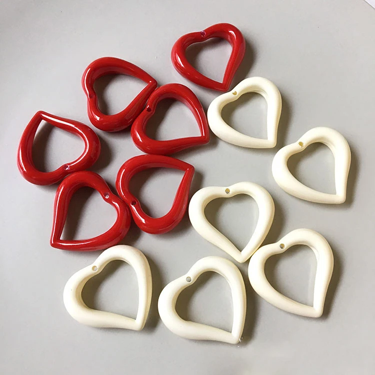 

10 шт. подвесок-сердечек ручной работы, полые акриловые соединители для подвесок, аксессуары для изготовления ожерелий, серег и ювелирных изделий своими руками