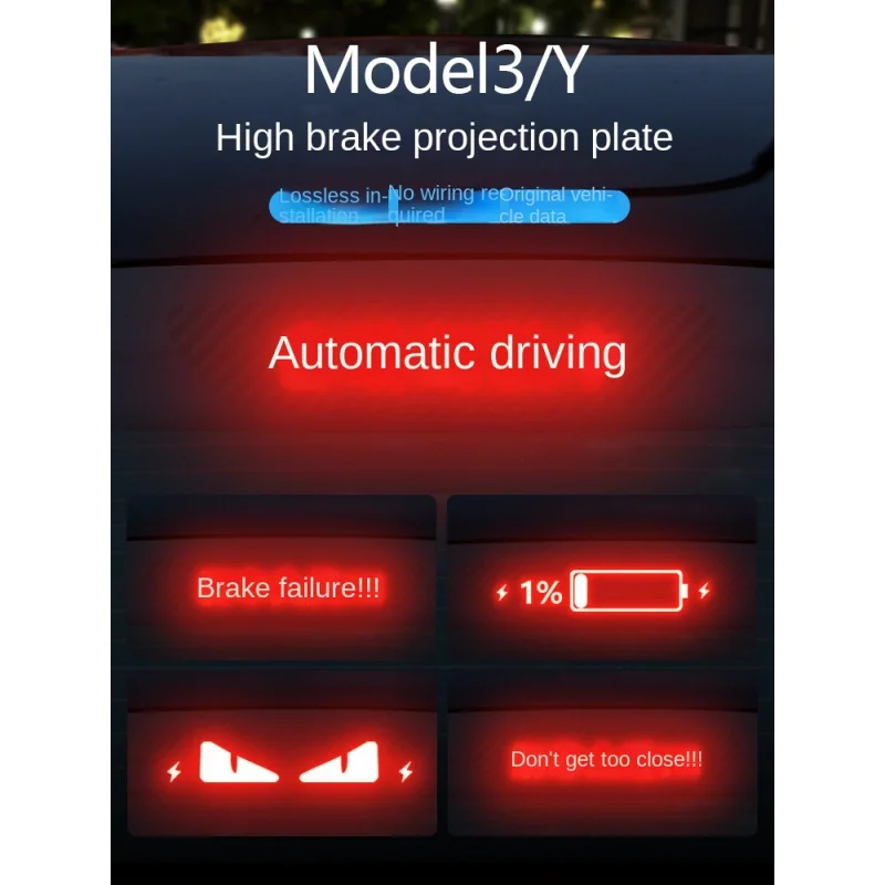 

Applicable to Tesla Model3y Car High Stop Lamp Projection Board Decorative Taillight Sticker Lamp Exterior Decoration