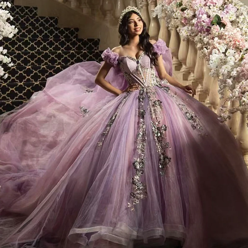 

High Quality Quinceneara Dress Organza With Embroidery Bead Ballgown Sleeveless V-Neck Prom Gown Customized Vestido De Noche