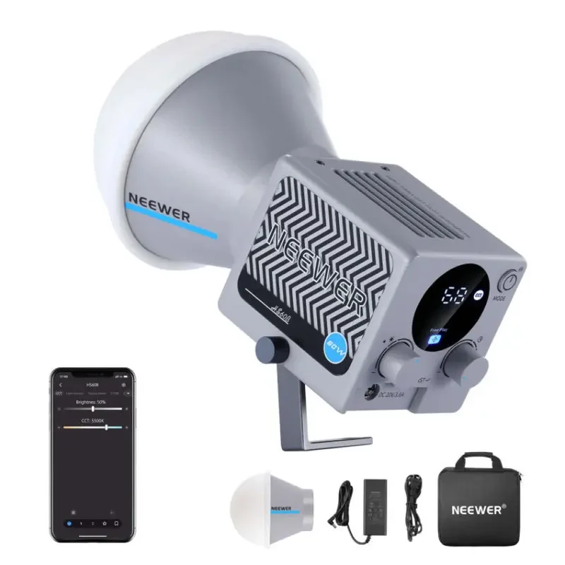 2026 HS60B 60W Portable Bi-Color 2700K-6500K Dimmable  CRI97+  App/Physical Control Mini LED Video Light