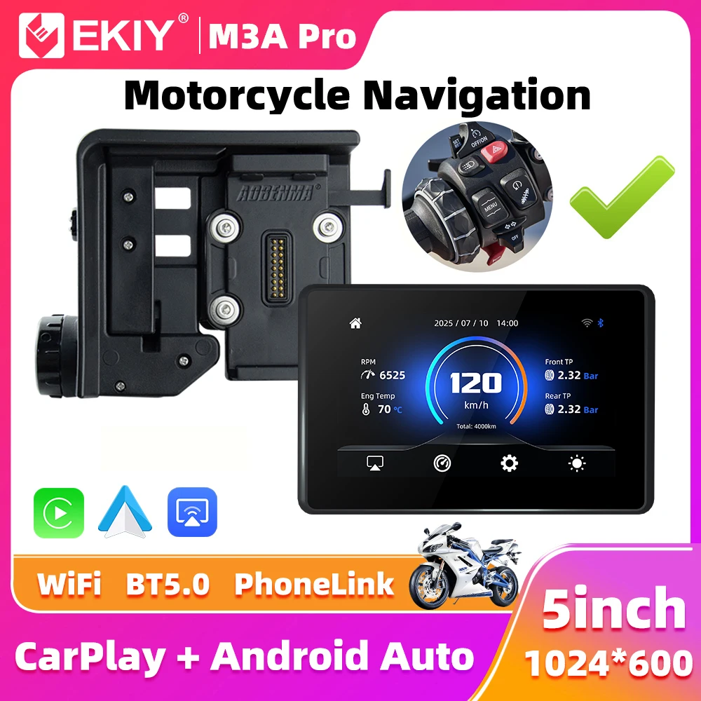

EKIY 5,0 "беспроводной CarPlay Moto Android Auto для BMW R1200GS F800 GPS мотоциклетная навигация приборная панель экран поддержка WonderWheel