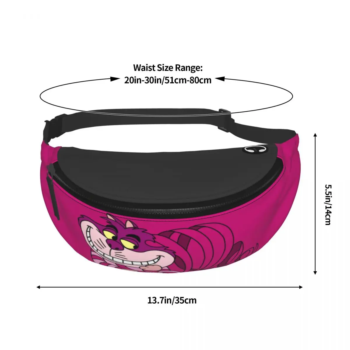 Custom Cheshire Cat Fanny Pack Men Women Alice In Wonderland Cartoon Crossbody Waist Bag for Running Phone Money Pouch