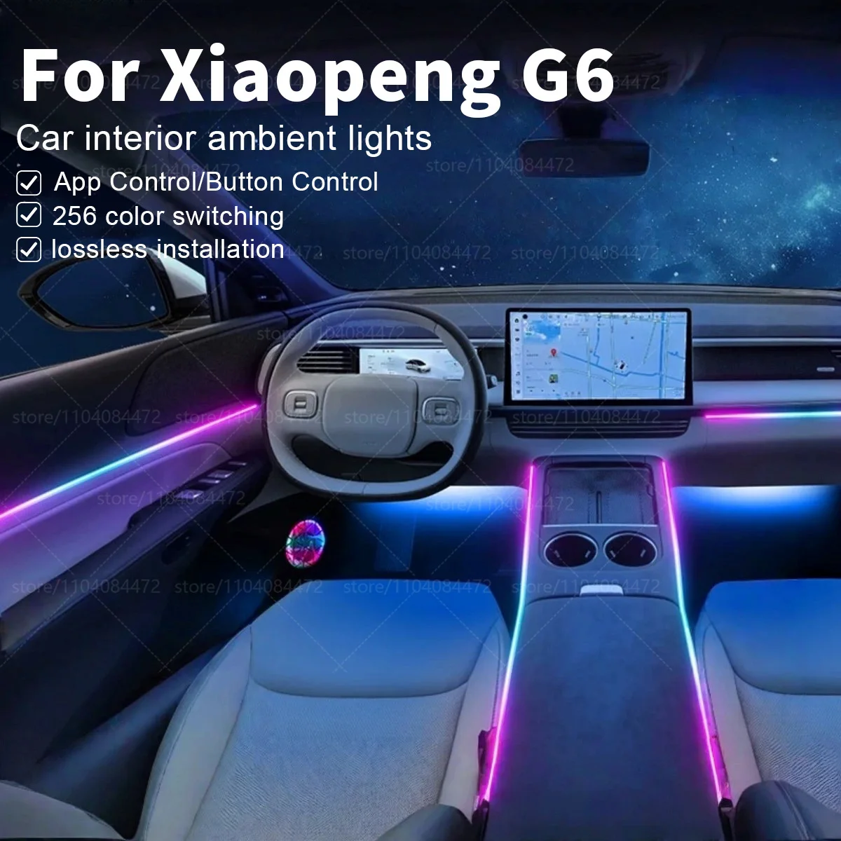 

For Xiaopeng G6 22in1 RGB Car Interior Acrylic Car Ambient Lights RGB Hidden Acrylic Strip Decoration Atmosphere Accessories